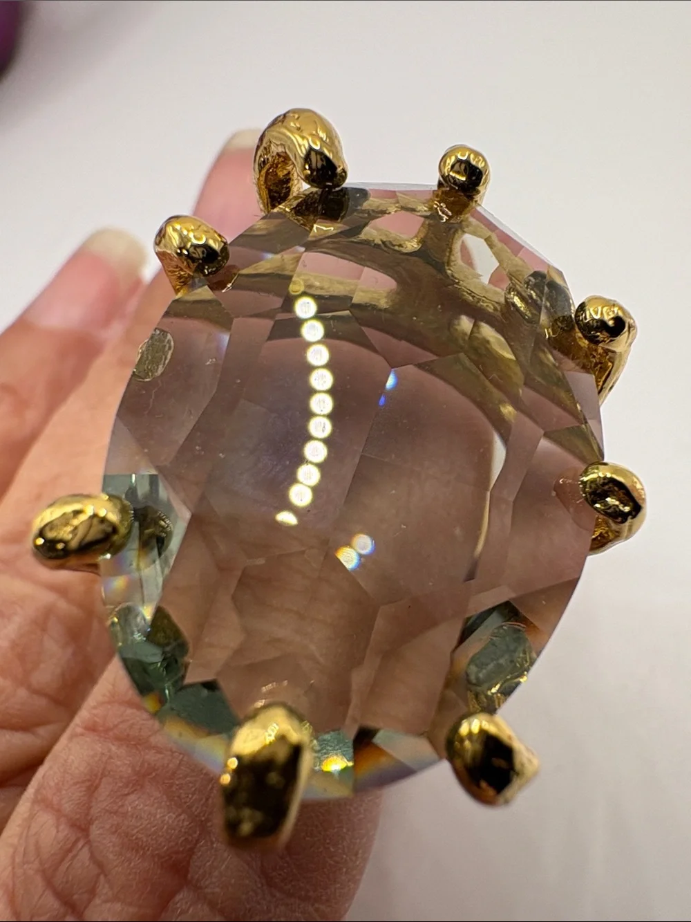 Trina Turk Gold-Tone Statement Ring with Smoky Green Faceted Stone